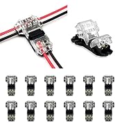 12 Pcs T Tap Wire Connectors, 3 Way 2-pin Solderless Low Voltage Connectors | for 20-24 AWG Wires...