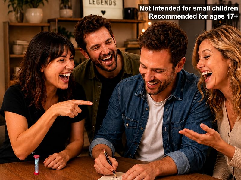 Adul friends laughing with one man drawing