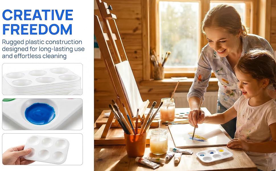 White Art Paint Tray Palette, Rectangular Plastic Paint Tray