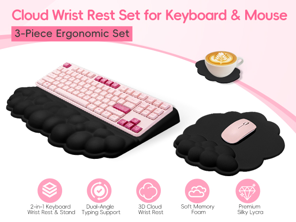 cloud wrist rest set for keyboard and mouse