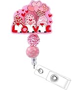 Valentines Day Gnome Badge Reel - Cosmisun Glitter Love Badge Holder Retractable Clip Valentines ...