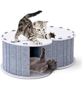 MIU COLOR Cat Play Tunnel with Bed, Foldable Scratch Resistant Double-Layer Cat Cave, Hideaway Tu...