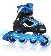 Nattork Adjustable Inline Skates for Kids with Light Up Wheel, Outdoor & Indoor Illuminating Blad...