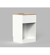 SoBuy Nightstand with Charging Station, White Nightstand with 1 Drawer and Open Shelf, USB & Type...