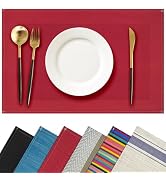Caressio Linen Placemat Set of 4, Heat-Resistant Washable Easy to Clean Table Mats, Natural Linen...