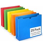 Enday 2 Inch File Jackets (25 Pack)- Assorted Colors Expandable File Folders - Straight Cut Tab -...