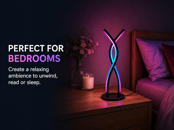 Set a calming mood in your bedroom with this dimmable RGB LED table lamp.