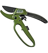 EZ Kut Heavy Duty Pruning Shears Green - with Ratcheting Action Great Garden Hand Tool Clippers G...