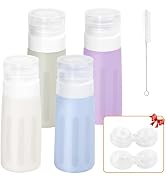 4 Pack 3oz Travel Containers for Toiletries, Silicone Condiment Squeeze Bottles for Sauces Salad ...