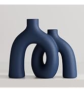 Hug Donut Decorative Vase Set - Navy Blue Vase, Modern Coastal Style Vases Home Decor, Matte Cera...