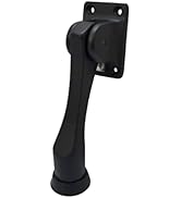 QCAA Solid Brass Drop Down Door Stop, 4", Matte Black, 1 Pack