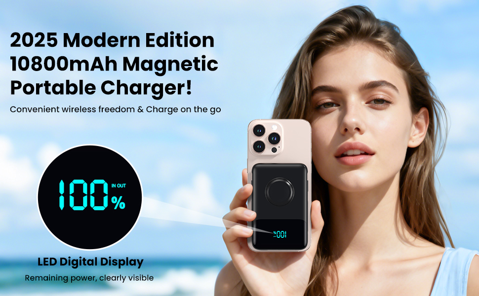 Magnetic Portable Charger ,6-in-1 Wireless Power Bank with iWatch Charger