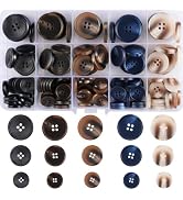 Assorted Buttons for Sewing, 135Pcs 4-Hole Round Blazer Buttons, 5 Color 3 Size (15mm, 20mm, 25mm...