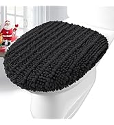 Arotive Soft Chenille Bathroom Toilet Lid Cover 17.5x15, Machine Washable Seat Covers, Stays in P...