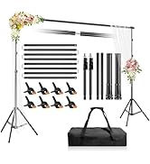 Qoolfoto Backdrop Stand 10x7ft(WxH), Photo Studio Adjustable Background Stand Support System Kit ...