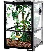 REPTI ZOO Amphibian Habitat Tank 10 Gallon, Full Vision Glass Reptile Terrarium 12" x 12" x 18", ...