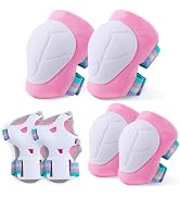 FIODAY Kids Knee and Elbow Pads Wrist Guards Adjustable Protective Gear Set for Girls Boys Inline...