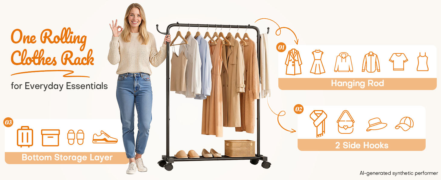One Rolling Clothes Rack for Everyday Essentials