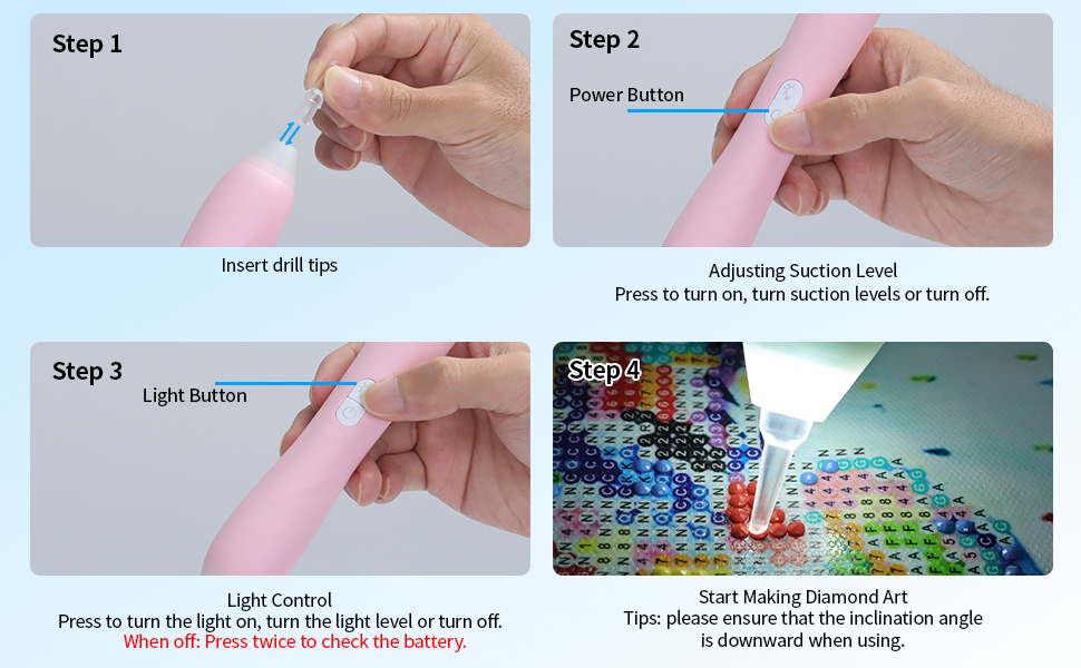 3-Speed Wireless & Rechargeable Vacuum Pen for Diamond Painting DIY Accessories and Tools