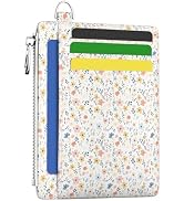 Hancynir Slim Wallet Women Credit Card Holder White Florals RFID Small Mini Card Case Front Pocke...
