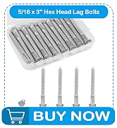 Yinpecly 15 Pcs 5/16" x 3" Hex Head Lag Screws, 304 Stainless Steel Lag Bolts Hexagon Head Wood S...
