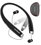AMORNO Foldable Bluetooth Headphones, Wireless Neckband Sports Headset with Retractable Earbuds, ...