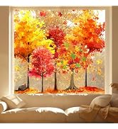 JarThenaAMCS 9 Sheets Fall Window Clings Maple Leaves Tree Window Stickers Autumn Tree Double-Sid...