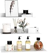 Wisfame White Floating Wall Shelves for Bedroom, Modern Bathroom Shelves Wall Mounted No Drilling...
