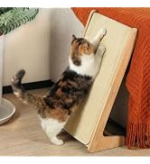 Zakkart L-Shaped Sisal Cat Scratcher, 24.8'' Tall Convertible 70° Vertical Scratching Pad & 20° R...