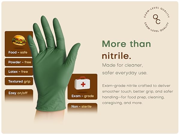 Exam-grade nitrile deliver smoother touch better grip safer handling food prep cleaning caregiving