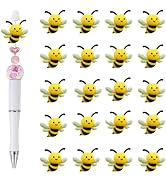 Frinnovan, 20 Pack Bumble Bee Silicone Focal Beads for Pens Cute 3D Honeybee Shaped Animal Charms...