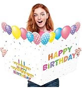 WNINK Jumbo Birthday Card Giant Guest Book, Extra Large Birthday Greeting Card with Envelope for ...