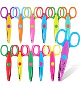 12 Pack Craft Scissors Decorative Edge, 5 Inch Safety Scissors, Colorful Zig Zag Scissors, Assort...