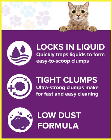 locks in liquids, tight clumps, low dust formula