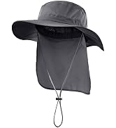 Home Prefer Outdoor UPF50+ Mesh Sun Hat Wide Brim Fishing Hat with Neck Flap
