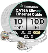 CableGeeker CAT6A Slim Ethernet Cable 100FT, 10Gbps 550MHz High Speed Network Cable with Matte Fi...