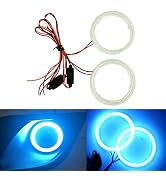Qasim 80MM Ice Blue Halo Rings Angel Eyes COB 51SMD LED Warning Lamps with Plastic Cover 12V 24V