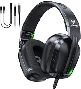 Vakedy Wired Gaming Headset for Xbox,PS5,PS4,PC,Switch, RGB 50mm Drivers | Foldable lightweight f...
