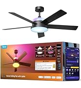 Govee Ceiling Fan with Lights, RGBIC Smart 52'' Low Profile Ceiling Fan with Lights and Remote, W...