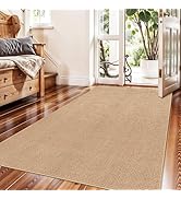 BYYVOO Easy Jute Washable Runner Rug: Non Slip Checkered Low Pile Indoor Machine Washable for Hal...