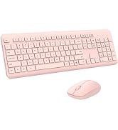 Wireless Keyboard and Mouse Combo, Full Size Silent Ergonomic Keyboard and Mouse, Long Battery Li...