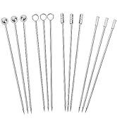 Cocktail Picks Reusable Stainless Steel Martini Picks Set Fruit Stick Toothpicks, Drink Skewers F...