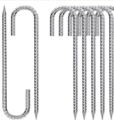 12 Inch 5/16" Rebar Stakes 8-Pack, Heavy Duty J-Hook Tent Stakes, Galvanized Steel Ground Anchors...