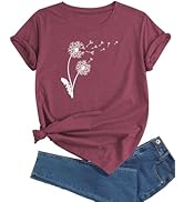 J&DHUASHA Women's Plus Size Floral T-Shirt Short Sleeve Crewneck Flower Graphic Tees Casual Summe...