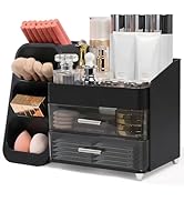 Brothersbox Makeup Organizer with Brush Holder for Vanity, Large Countertop Skincare Storage with...