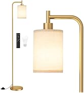 Ziisee 64" Floor Lamp for Living Room with Remote Control, Beige Shade with Gold Pole, Dimmable T...