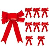 8 Pack Christmas Red Velvet Bows 9 x 12 Inches, Large Decorative Christmas Bows for Christmas Tre...