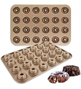 LDHHYH 2 Pack Mini Bundt Cake Pan for Baking, 24-Cavity Mini Fluted Tube Cake Pans, Nonstick Carb...