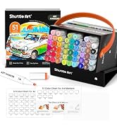 Shuttle Art 51 Colors Alcohol Markers, 50 Colors Dual Tip Art Marker Set Plus 1 Colorless Blender...