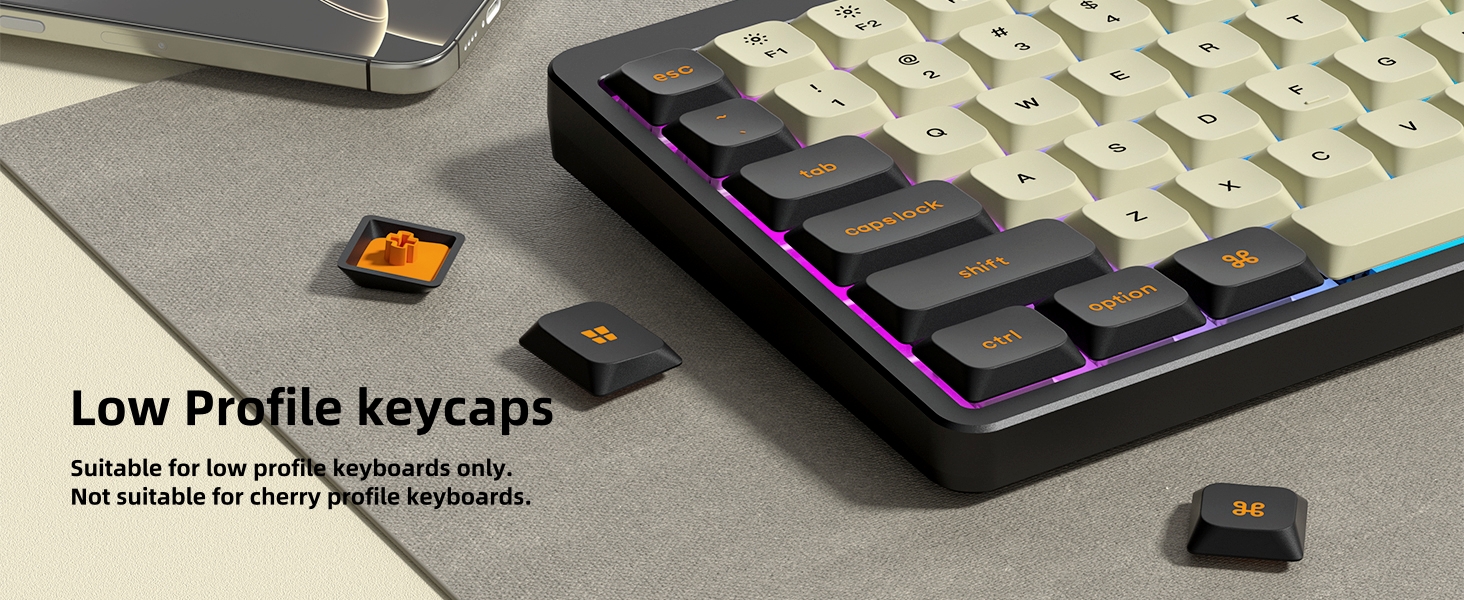 womier low profile keycap,pbt/pc keycaps,clear keycaps,double shot keycaps